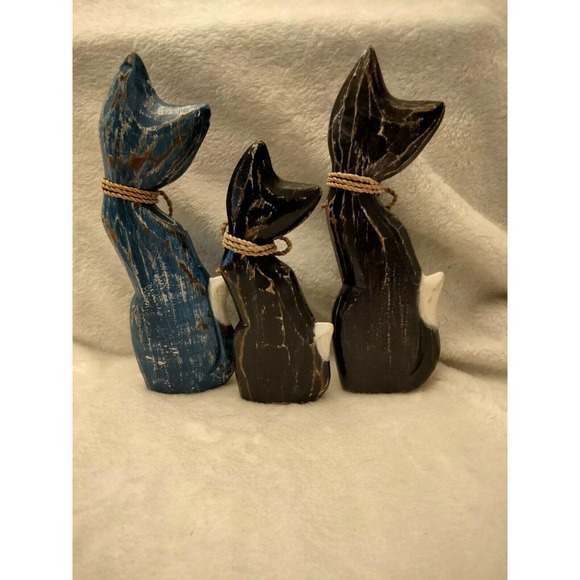 Vintage Carved Wooden Painted Cat Family - Picture 2 of 6
